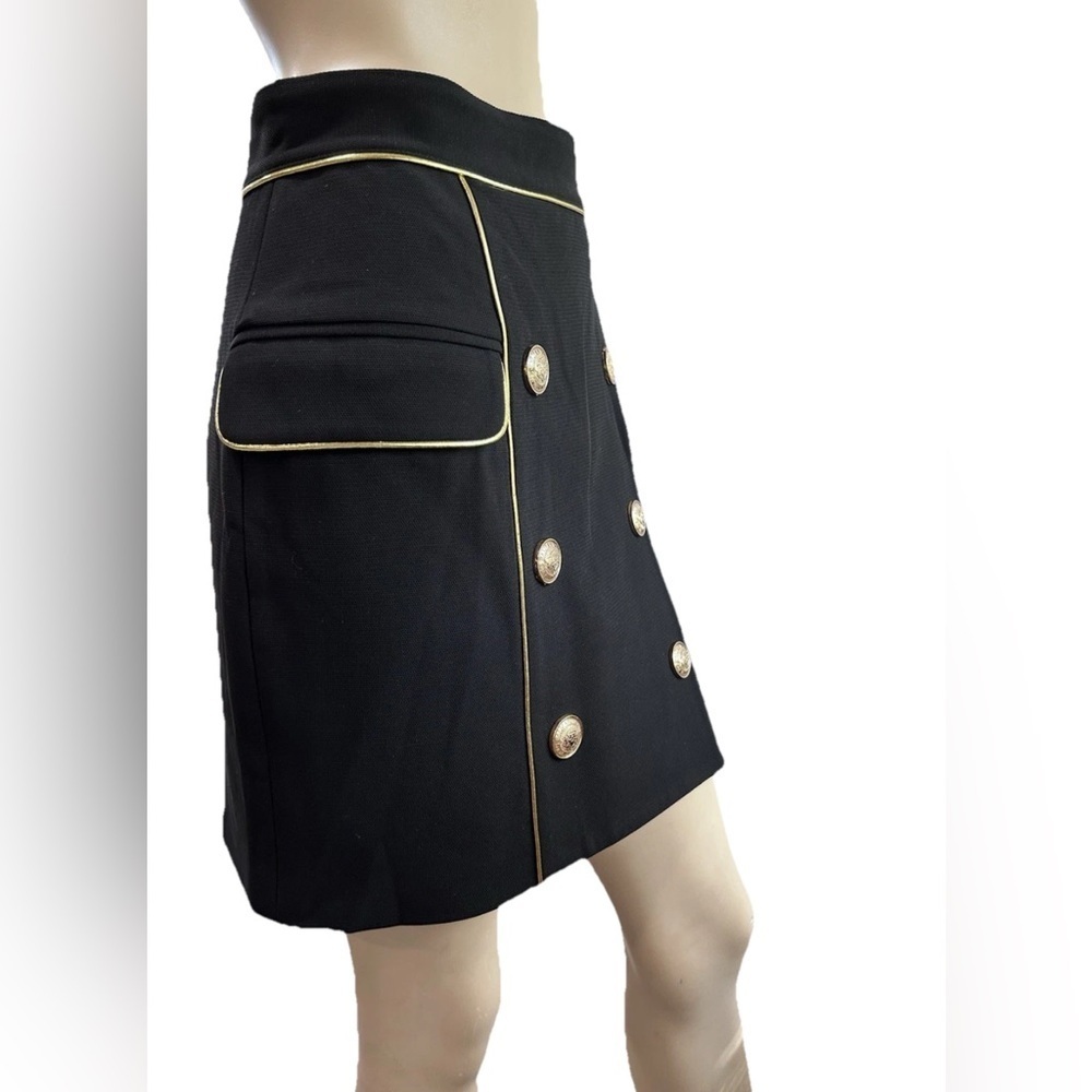 Balmain Paris Mini Skirt Elegant Black and Gold Zippered - Picture 2 of 16